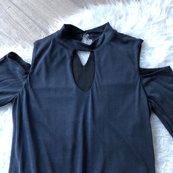 HIGH NECK LONG SLEEVE CUT OUT DRESS - Picture 2 of 5